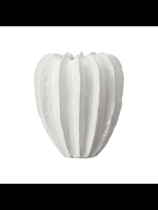 White Ribbed Vase