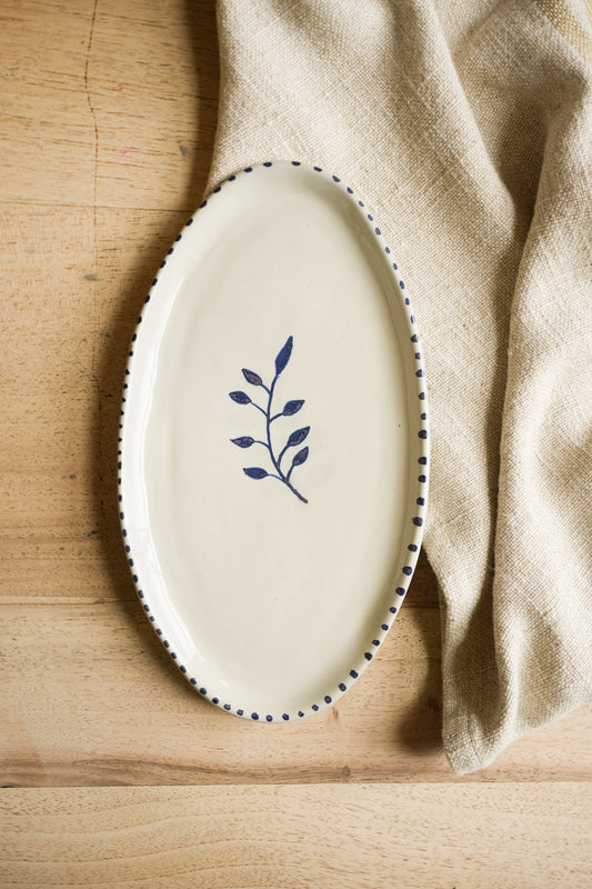 Ink Blue Botanical Plate