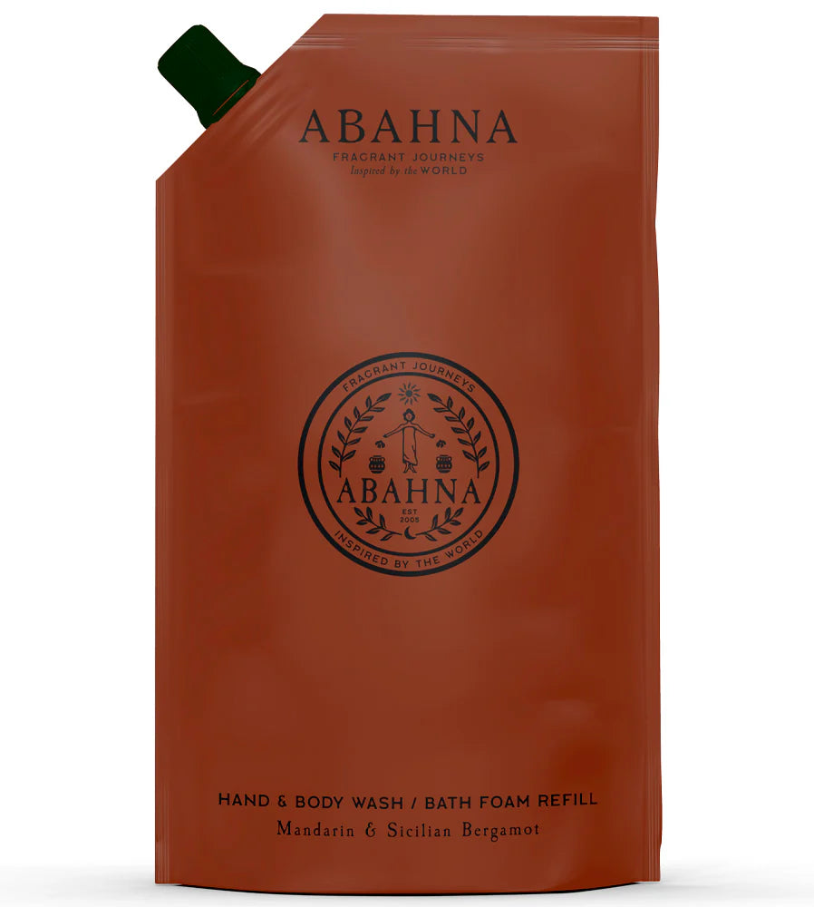 Abahna Hand & Body Wash Refill 1 Litre. Mandarin & Sicilian Bergamot
