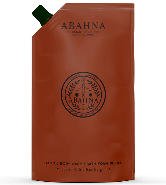Abahna Hand & Body Wash Refill 1 Litre. Mandarin & Sicilian Bergamot