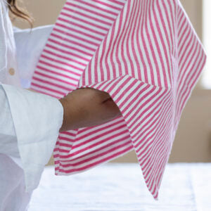 Pink Stripe Tablecloth & Napkins