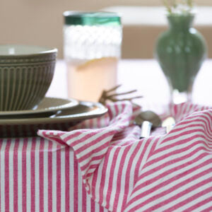 Pink Stripe Tablecloth & Napkins