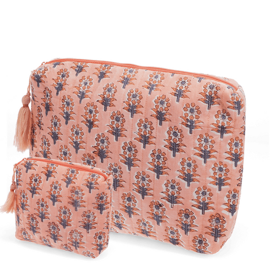 Peach Floral Bag Set