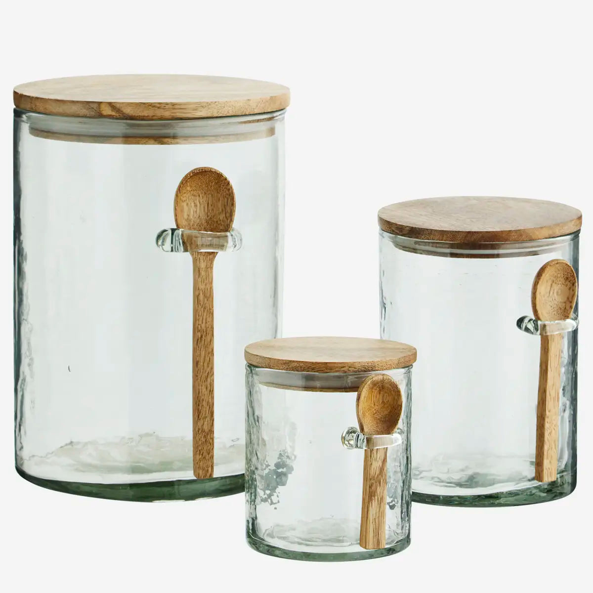 Glass Storage Jar with Spoon Jar  3 Sizes