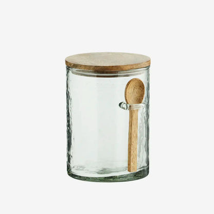 Glass Storage Jar with Spoon Jar  3 Sizes