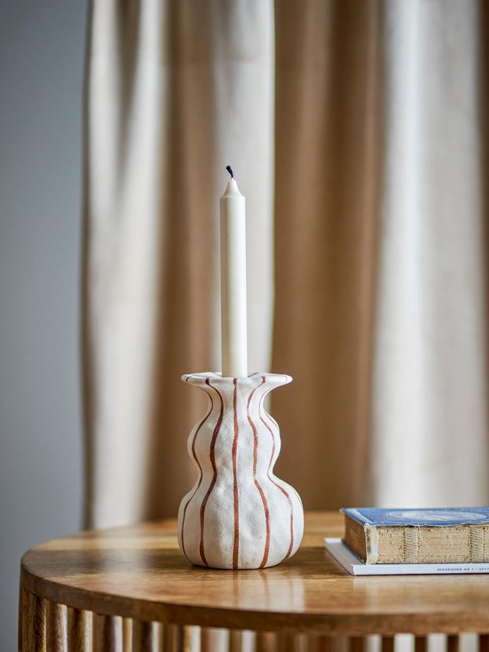 Brown Wave Stoneware Candleholder