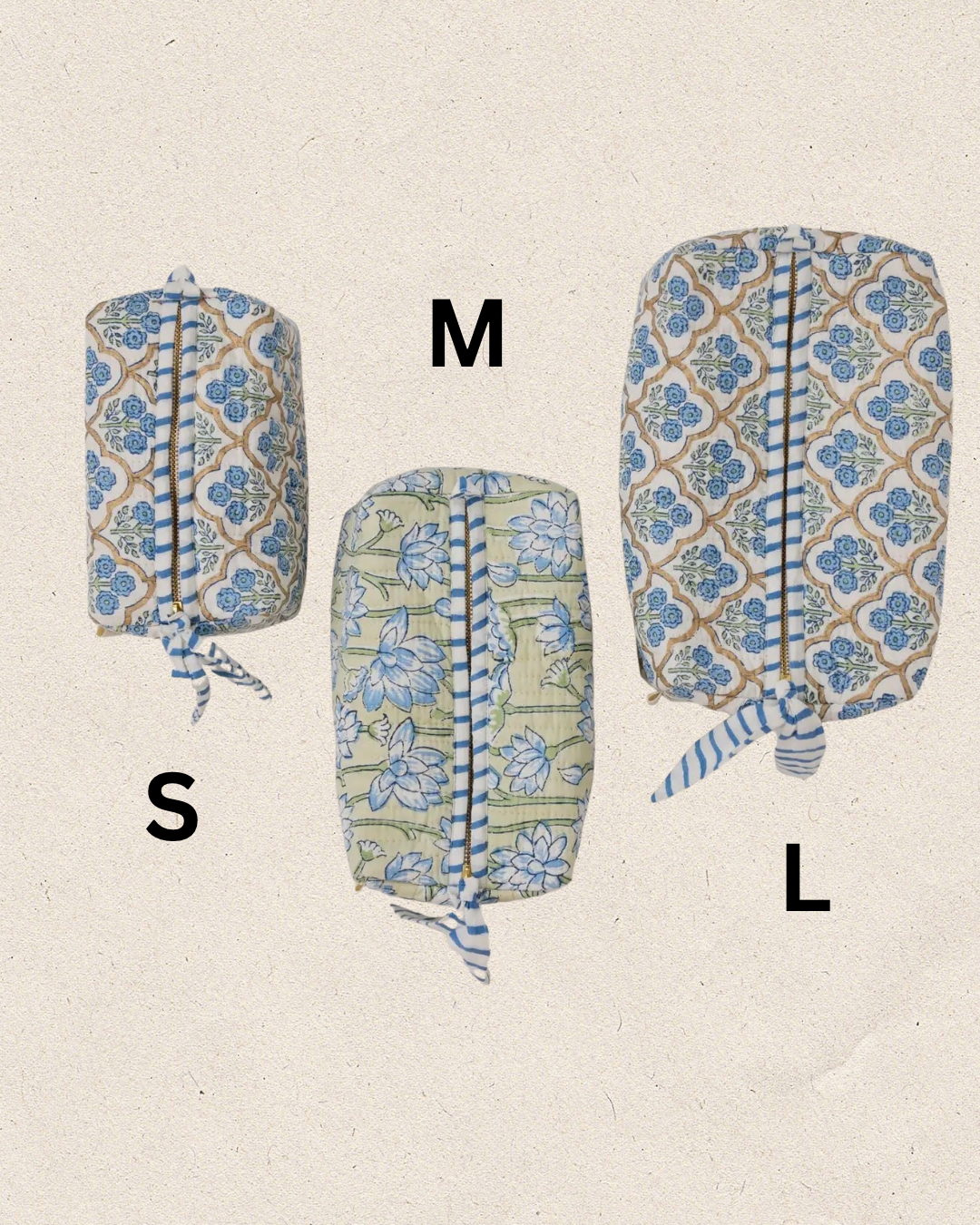Blue Floral Wash Bags