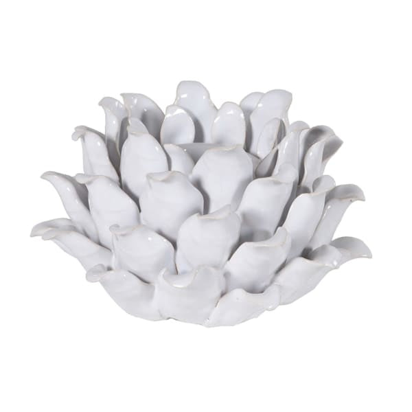 White Lotus Ceramic Candle Holder
