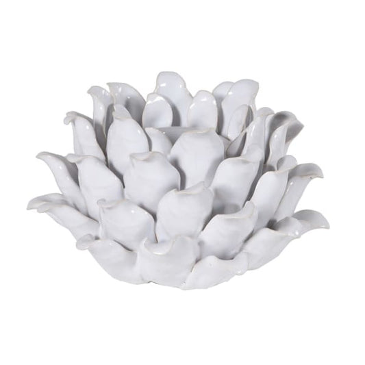 White Lotus Ceramic Candle Holder