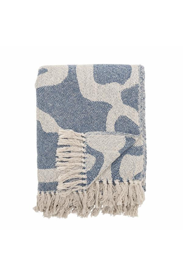 Soft Blue Recycled Cotton Graphic Blanket