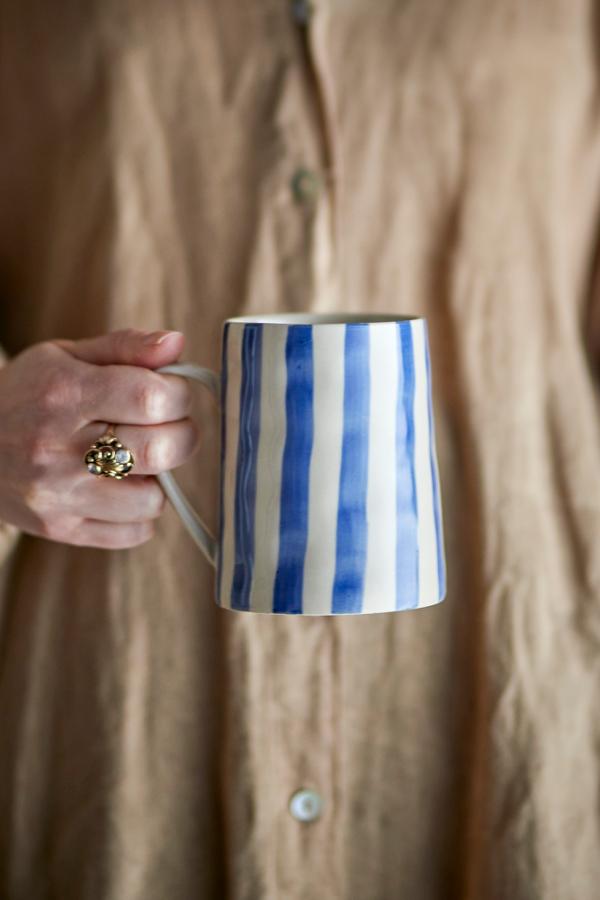 Blue Tall Stripe Mug