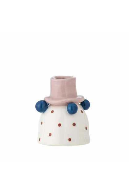 Blue & Pink Stoneware Candleholder