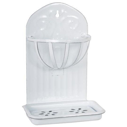 White Enamel Wall Soap Dish & Rack