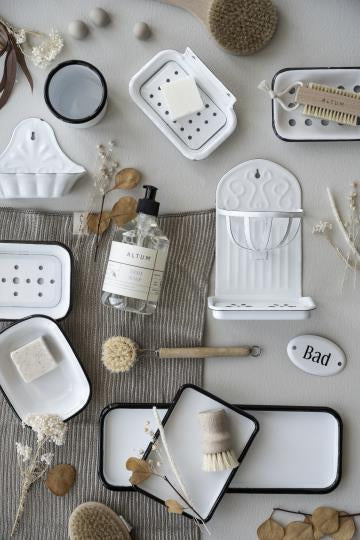 White Enamel Wall Soap Dish & Rack