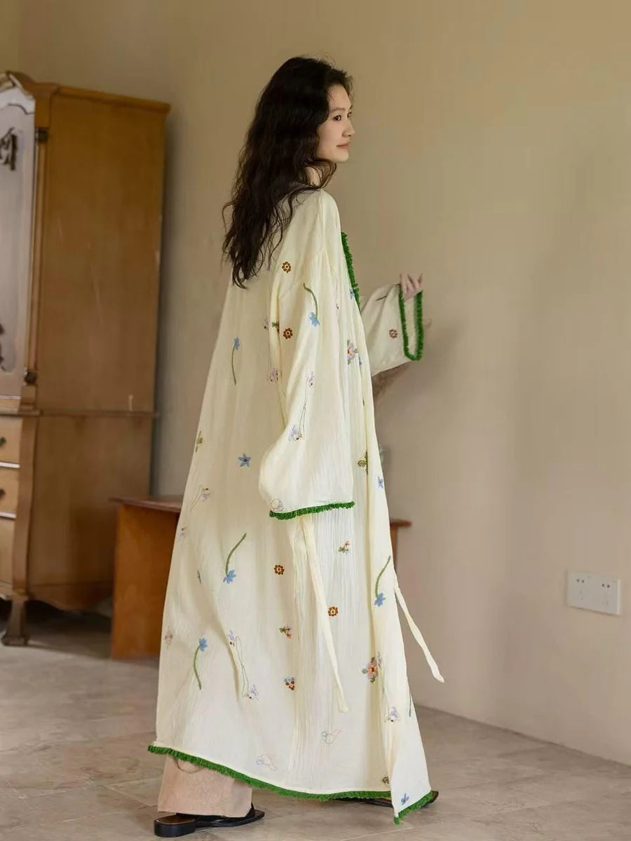 Cream Muslin Cotton Robe