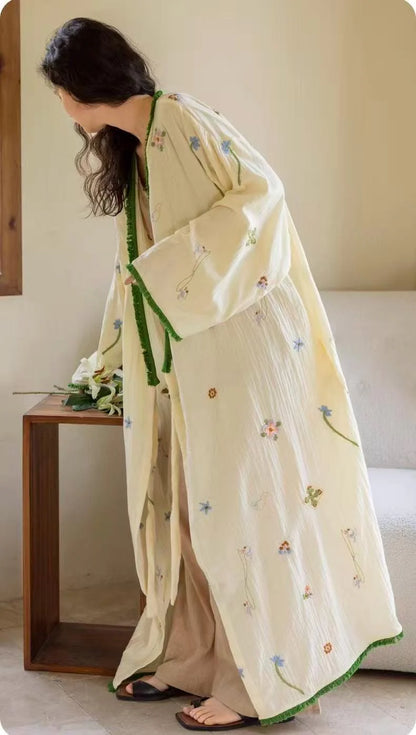 Cream Muslin Cotton Robe