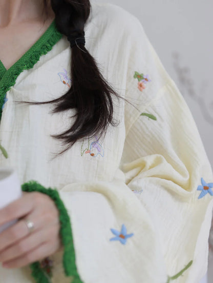 Cream Muslin Cotton Robe