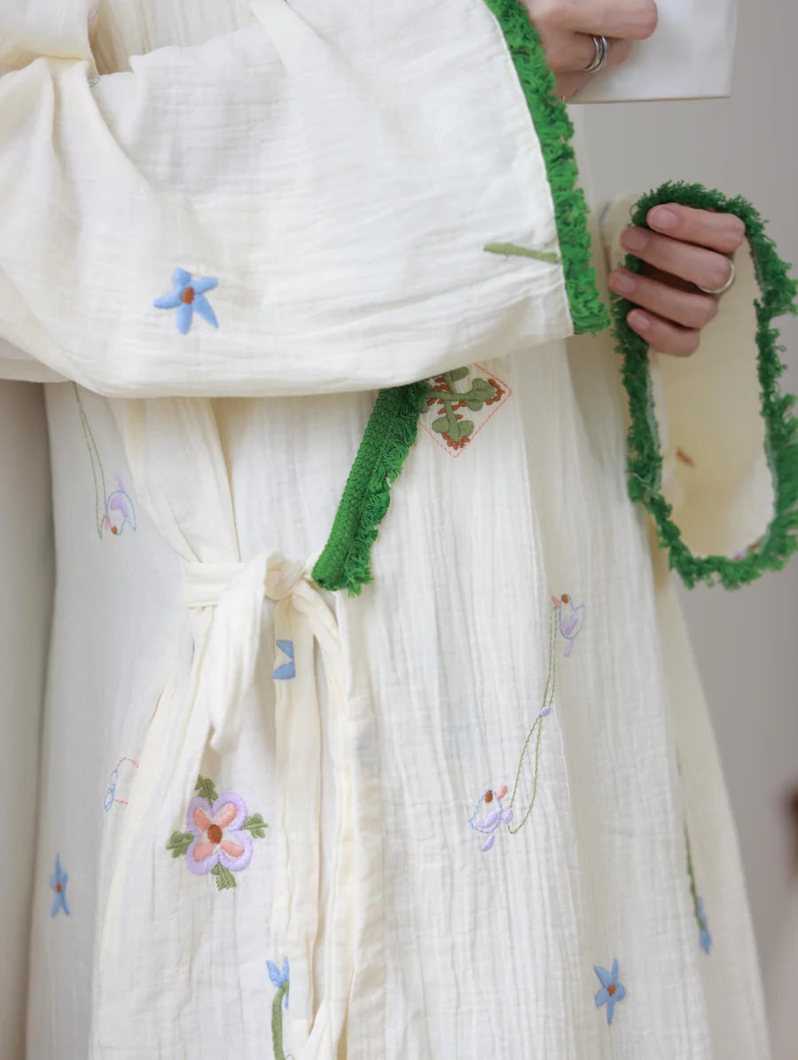 Cream Muslin Cotton Robe