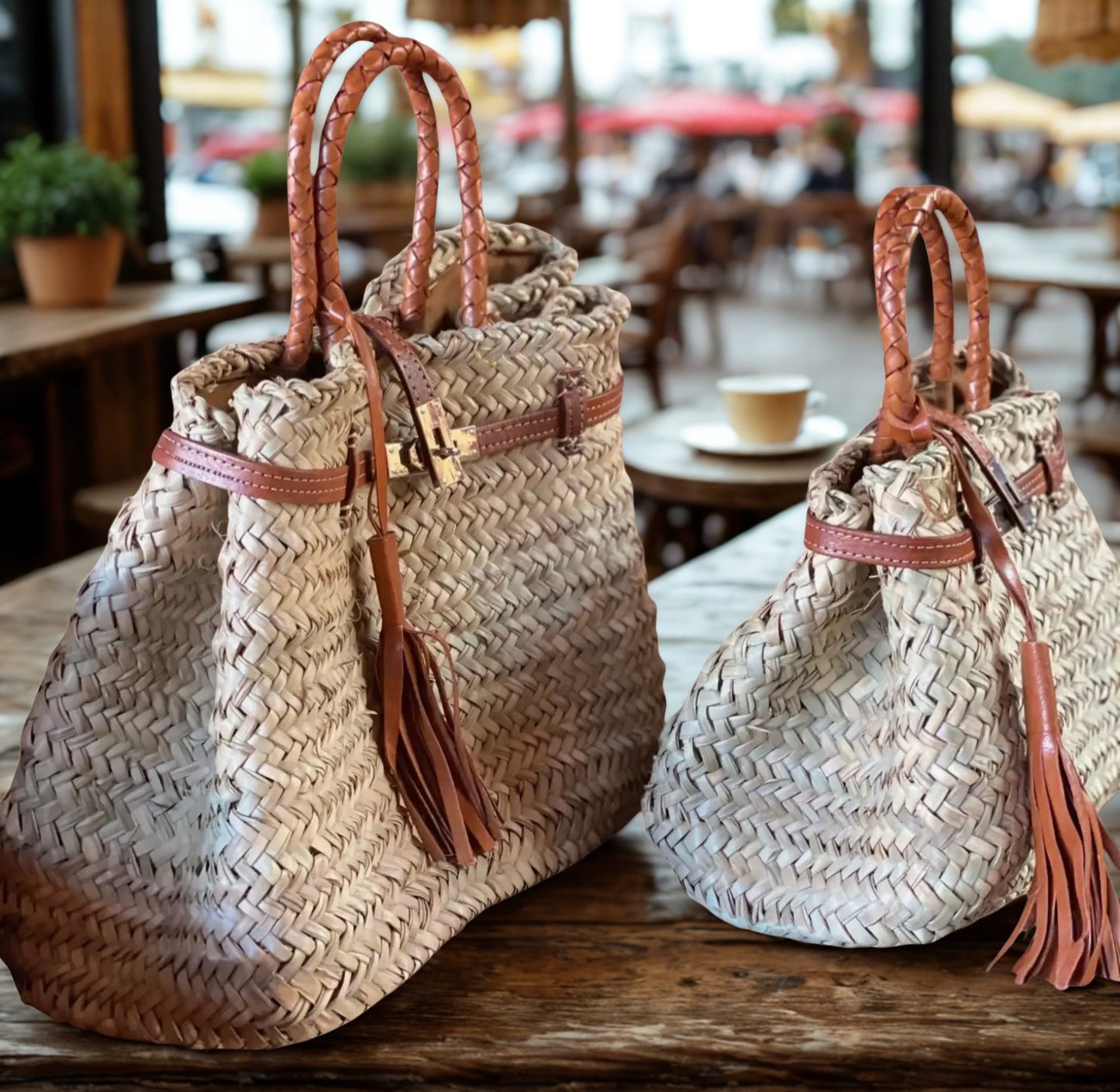 Pre-Order Palm Leaf & Leather Basket