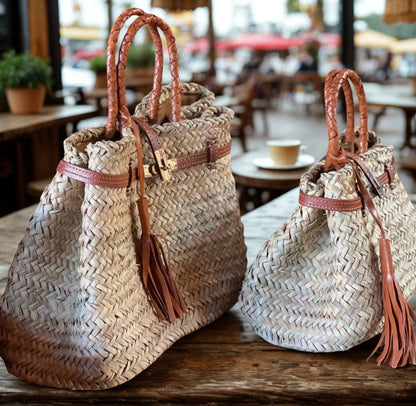 Pre-Order Palm Leaf & Leather Basket