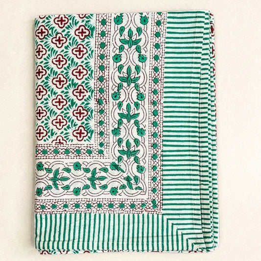 Green Blockprint Tablecloth