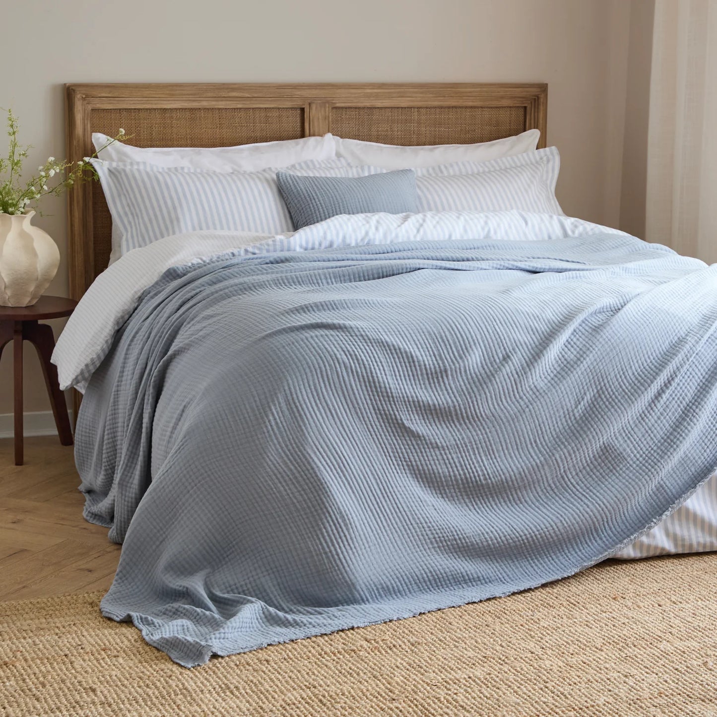 Soft Blue Muslin Bedlinens
