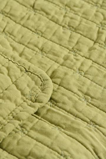 Herb Green Stitch Detail Sofa Quilt