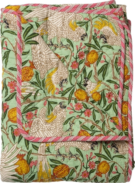 XL Sofa Quilt Green Birds
