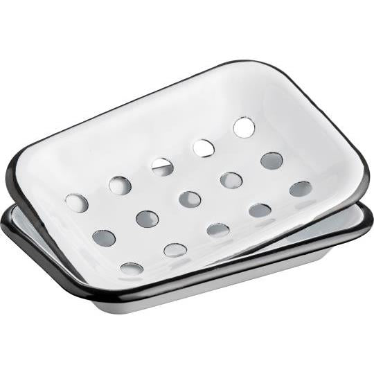White Enamel 2 Part Soap Dish