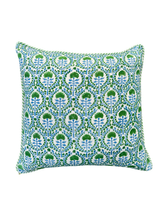 Summer Blue Green Trellis Cushion