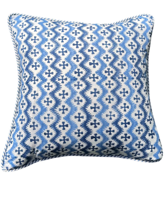 Summer Blue Zigzag Cushion