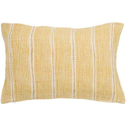 Autumn Mustard Striped Cotton Cushion