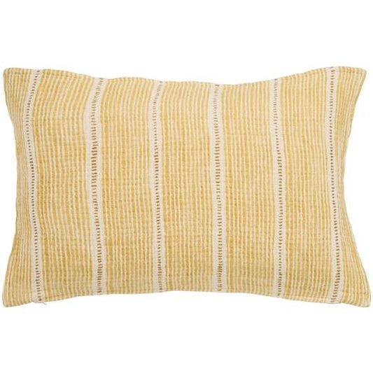 Autumn Mustard Striped Cotton Cushion