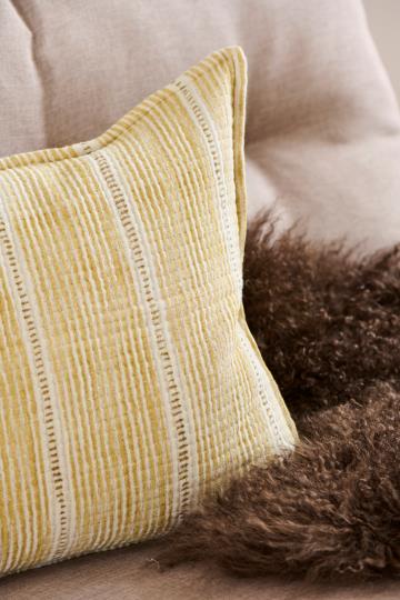 Autumn Mustard Striped Cotton Cushion