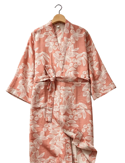 Pink Organic Cotton Gauze Robe