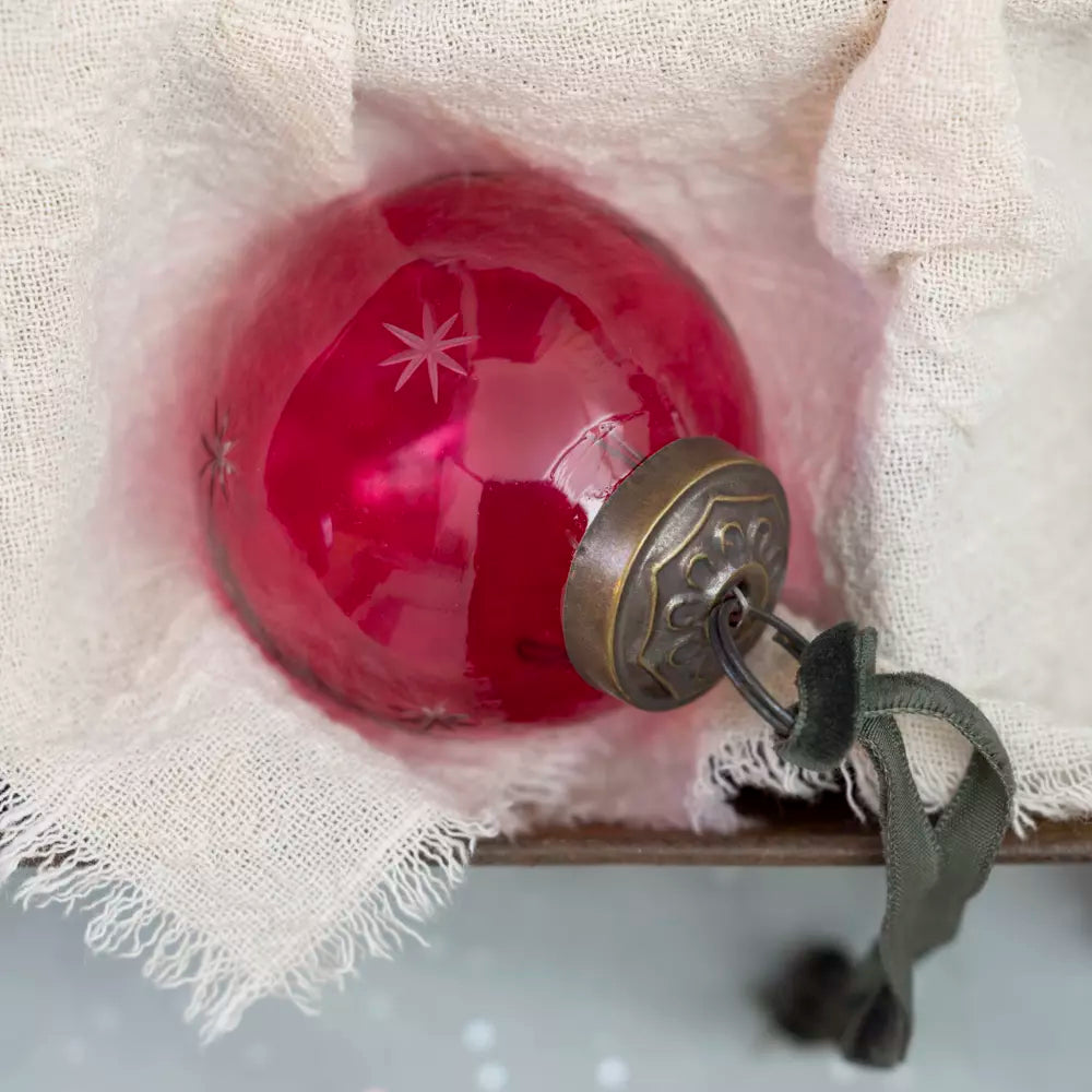 Christmas Pink Glass Star Bauble