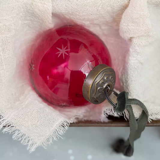 Christmas Pink Glass Star Bauble