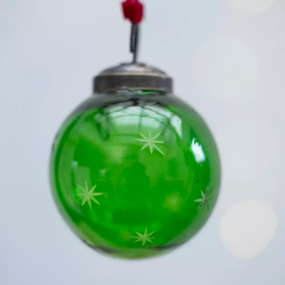 Christmas Green Glass Star Bauble