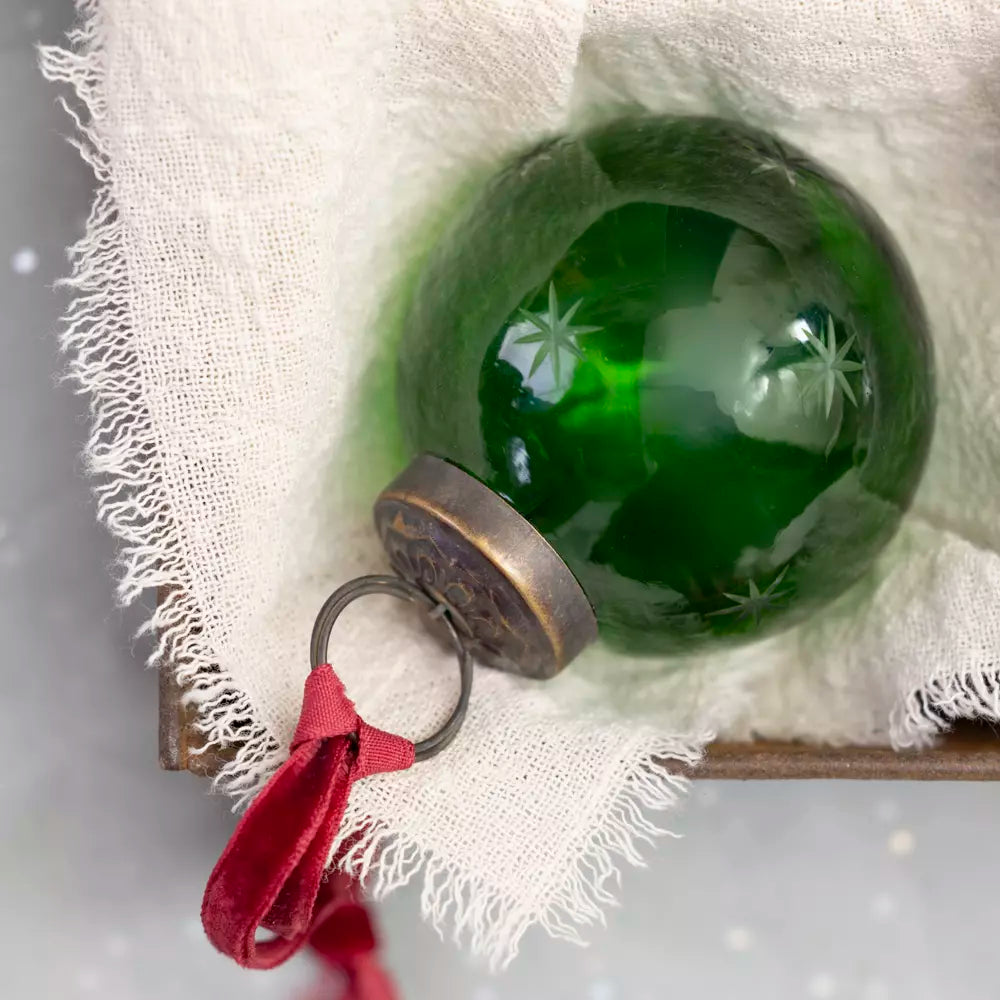 Christmas Green Glass Star Bauble