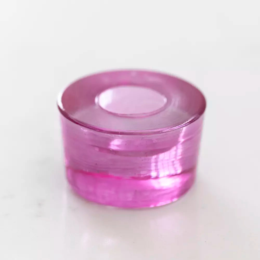 Christmas Pink Glass Candle Holder