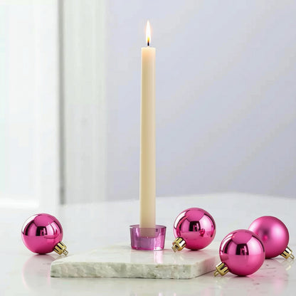 Christmas Pink Glass Candle Holder