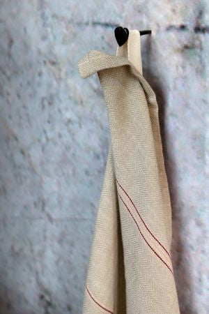 Christmas Red Linen Stripe Tea Towel