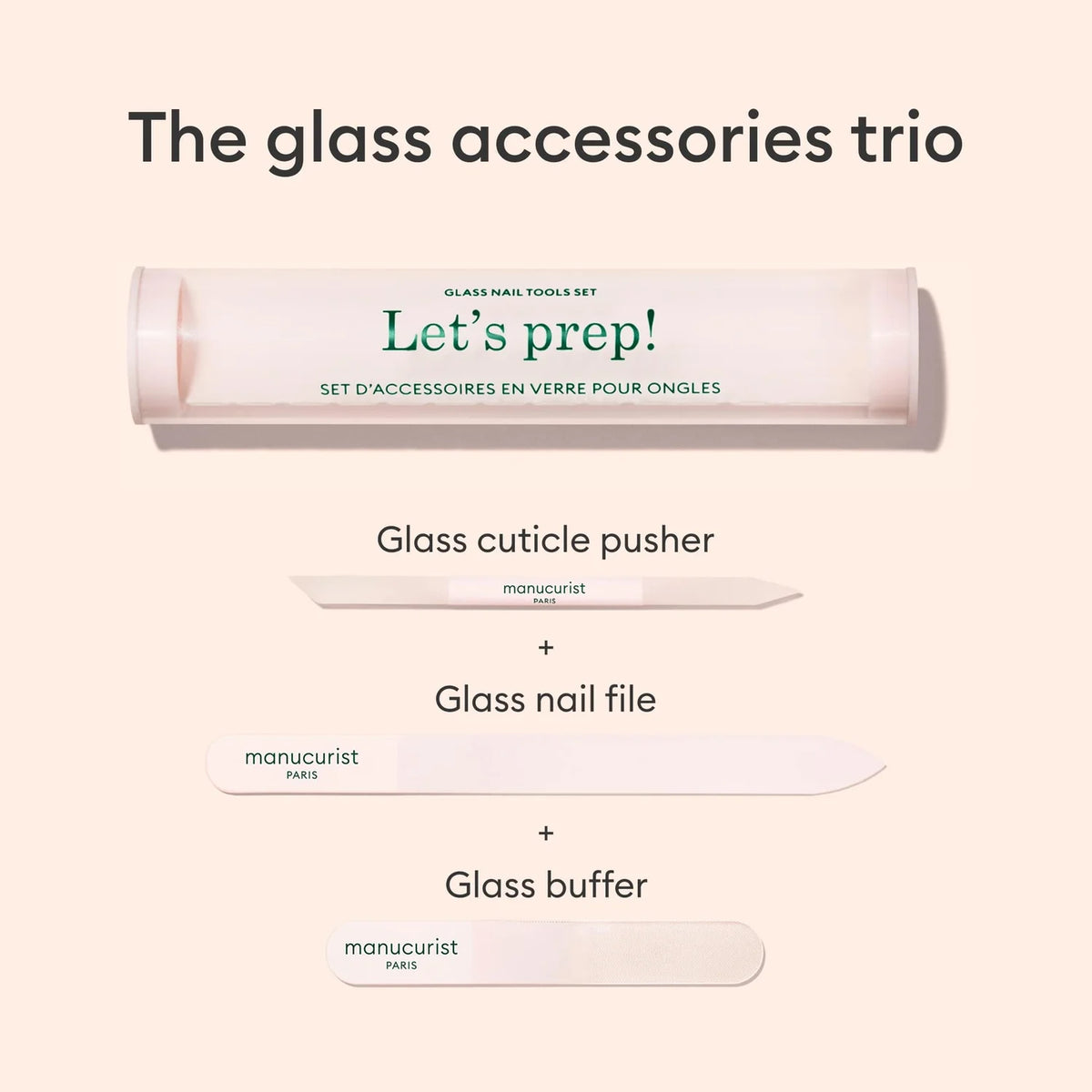 MANUCURIST Let’s Prep! Glass Nail Accessory Trio