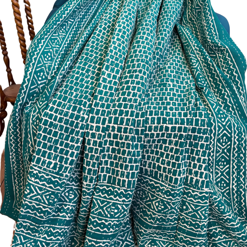 Teal Kantha Throw