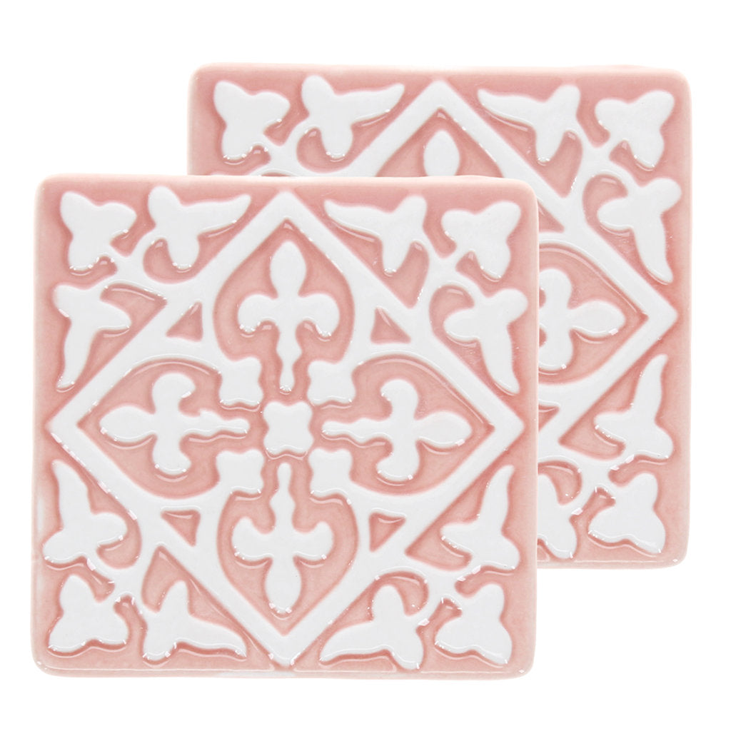 Pink Ceramic Coasters x 2